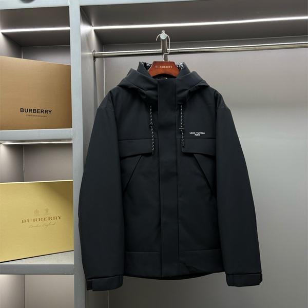 2025秋冬 フード付き LOUIS VUITTON ルイヴィトン コピー ダウンジャケット ブラック 中綿