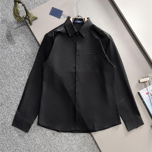 LOUIS VUITTON ルイヴィトン コピー 長袖 シャツ ブラック 無地 メンズ 当店イチオシ