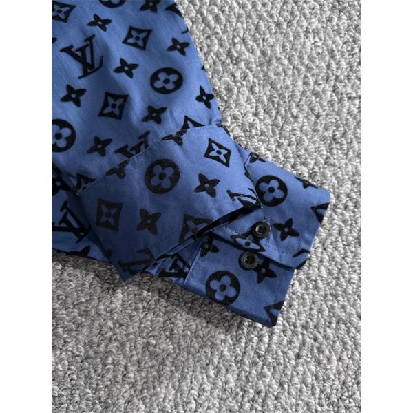 2025秋冬 総柄 シャツ ブルー 長袖 メンズ お洒落 LOUIS VUITTON ルイヴィトン コピー