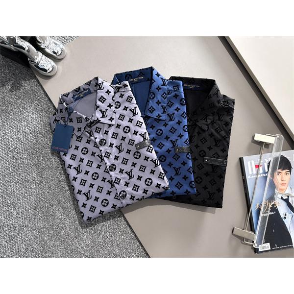 2025秋冬 総柄 シャツ ブルー 長袖 メンズ お洒落 LOUIS VUITTON ルイヴィトン コピー