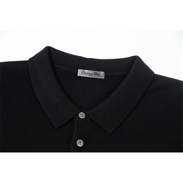 評価急上昇 長袖 ポロニット ブラック メンズ 2025秋冬 DIOR ディオール コピー