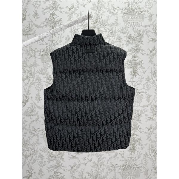 安定 人気 DIOR ディオール コピー ダウンベスト 総柄 ブラック メンズ 2025秋冬