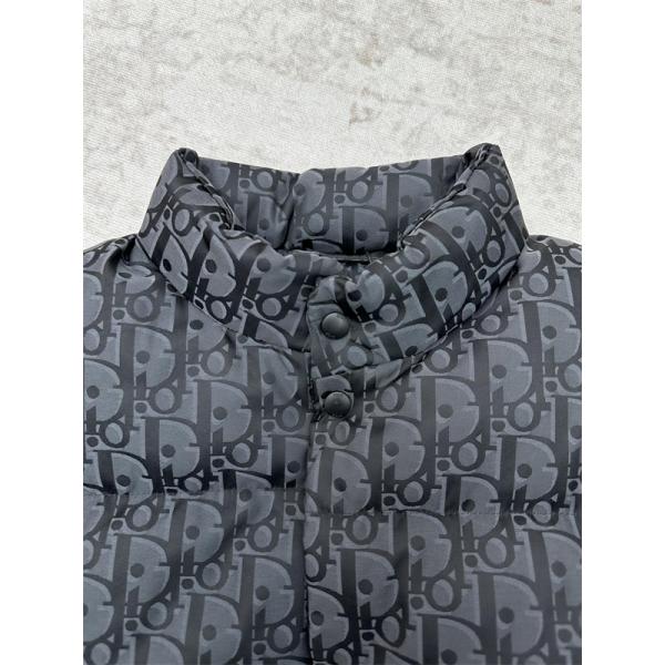 安定 人気 DIOR ディオール コピー ダウンベスト 総柄 ブラック メンズ 2025秋冬