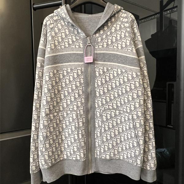 今季注目 DIOR ディオール コピー ジップパーカー 総柄 ブラック 2025秋冬 存在感