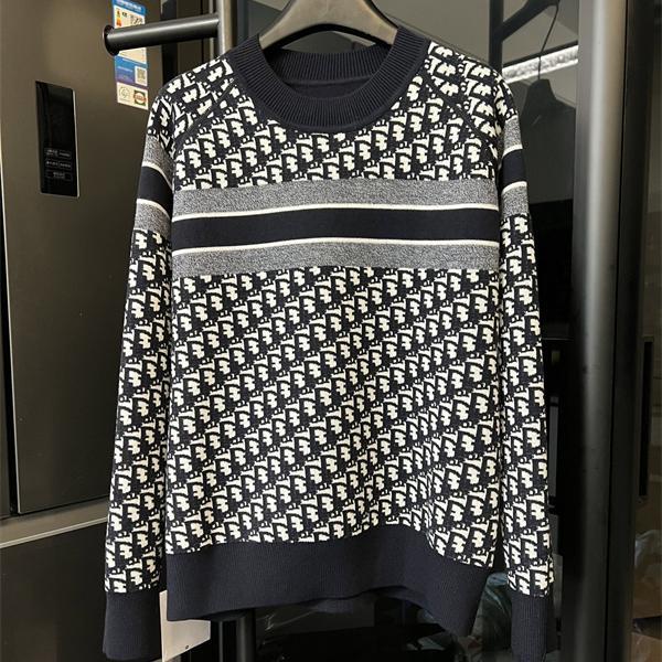 DIOR ディオール コピー 完成度重視 クルーネック ニット 総柄 ブラック 2025秋冬 映える