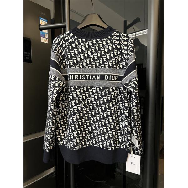 DIOR ディオール コピー 完成度重視 クルーネック ニット 総柄 ブラック 2025秋冬 映える