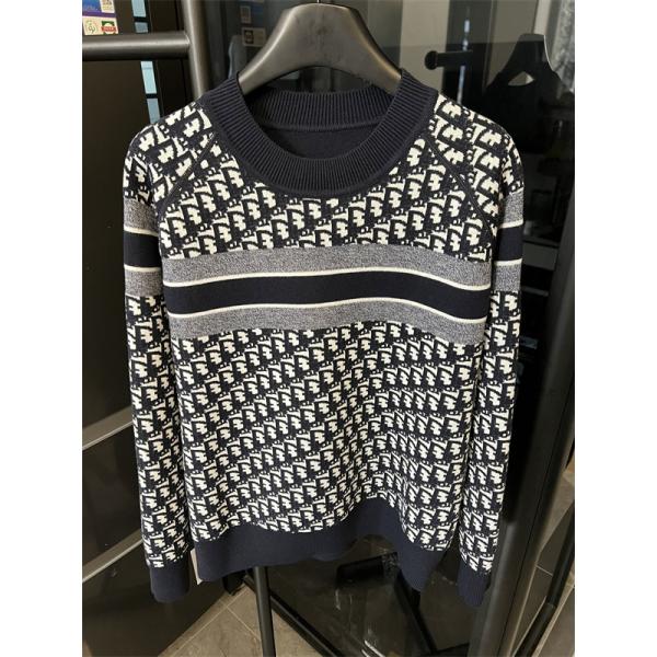  DIOR ディオール コピー 完成度重視 クルーネック ニット 総柄 ブラック 2025秋冬 映える