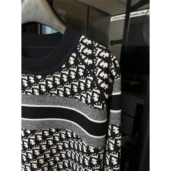  DIOR ディオール コピー 完成度重視 クルーネック ニット 総柄 ブラック 2025秋冬 映える