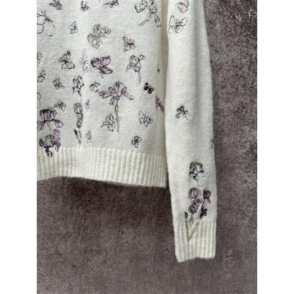 洗練デザイン ニット ホワイト レディース  2025秋冬 華やか DIOR ディオール コピー