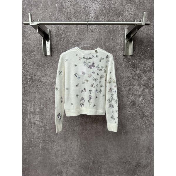 洗練デザイン ニット ホワイト レディース  2025秋冬 華やか DIOR ディオール コピー