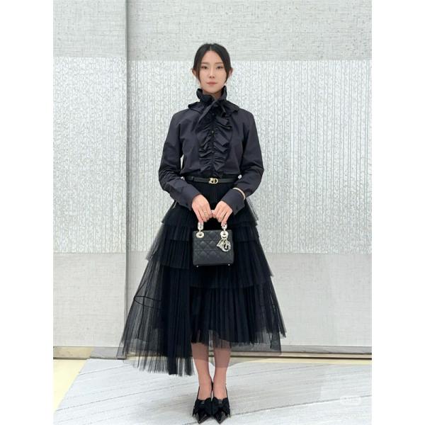 高級感溢れる フリルデザイン DIOR ディオール コピー シャツ ブラック お洒落コーデ
