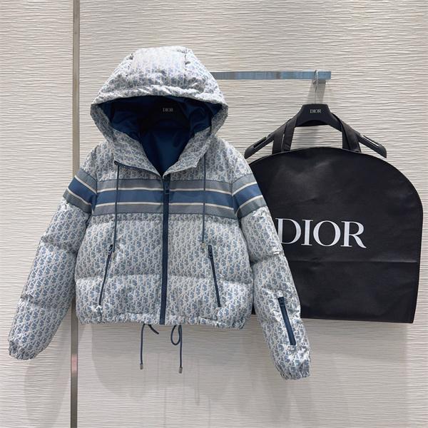 保温性抜群 DIOR ディオール コピー ダウンジャケット 総柄 グレー 2025秋冬必須