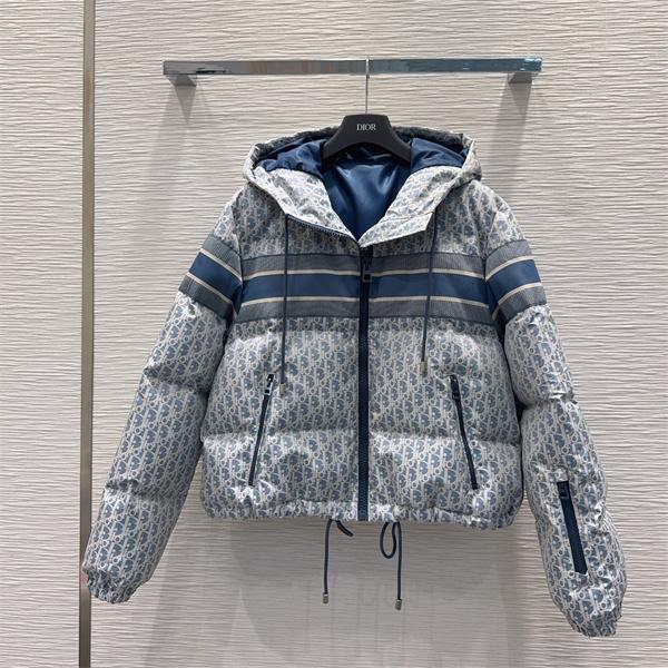 保温性抜群 DIOR ディオール コピー ダウンジャケット 総柄 グレー 2025秋冬必須