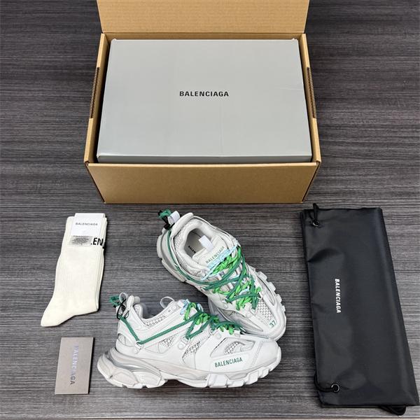 BALENCIAGA 激安 Track Trail 3.0 メンズ ローカット スニーカー アウトドア系 トレイルデザイン レースアップ 厚底 ホワイト×グリーン