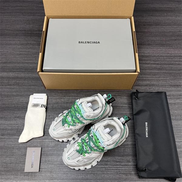 BALENCIAGA 激安 Track Trail 3.0 メンズ ローカット スニーカー アウトドア系 トレイルデザイン レースアップ 厚底 ホワイト×グリーン