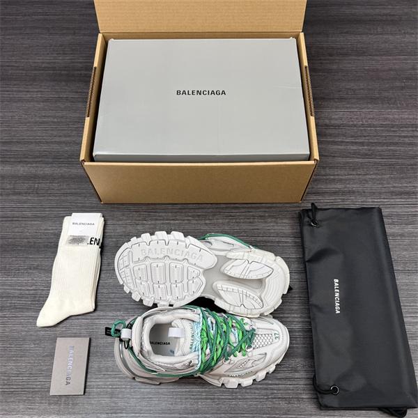 BALENCIAGA 激安 Track Trail 3.0 メンズ ローカット スニーカー アウトドア系 トレイルデザイン レースアップ 厚底 ホワイト×グリーン
