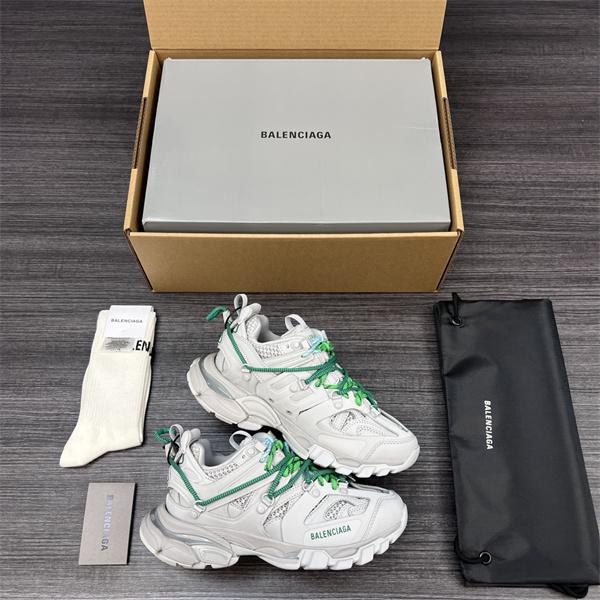 BALENCIAGA 激安 Track Trail 3.0 メンズ ローカット スニーカー アウトドア系 トレイルデザイン レースアップ 厚底 ホワイト×グリーン