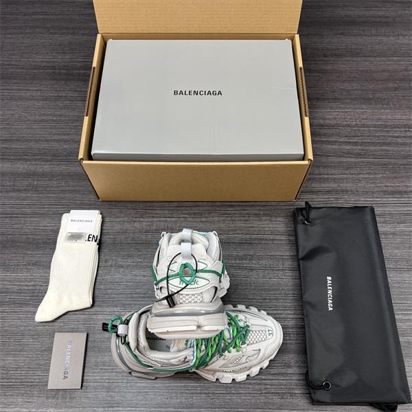 BALENCIAGA 激安 Track Trail 3.0 メンズ ローカット スニーカー アウトドア系 トレイルデザイン レースアップ 厚底 ホワイト×グリーン