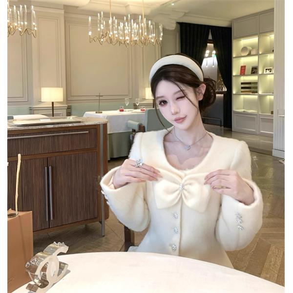 新作❤❤シャネルコートコピーウールニットのブラウスリボンオレ...