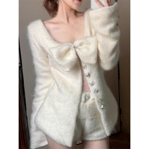 新作❤❤シャネルコートコピーウールニットのブラウスリボンオレンジカラーが目を引く一品