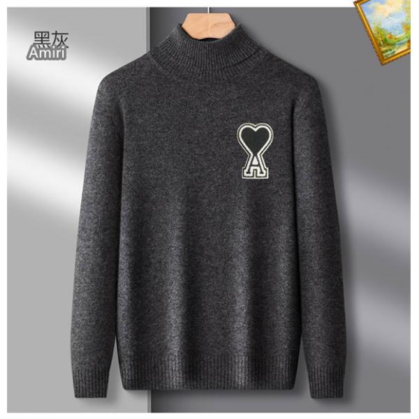 AMI PARIS アミ パリス コピー 2025秋冬 暖かい デニムブルー 定番 人気 ハイネック ニット