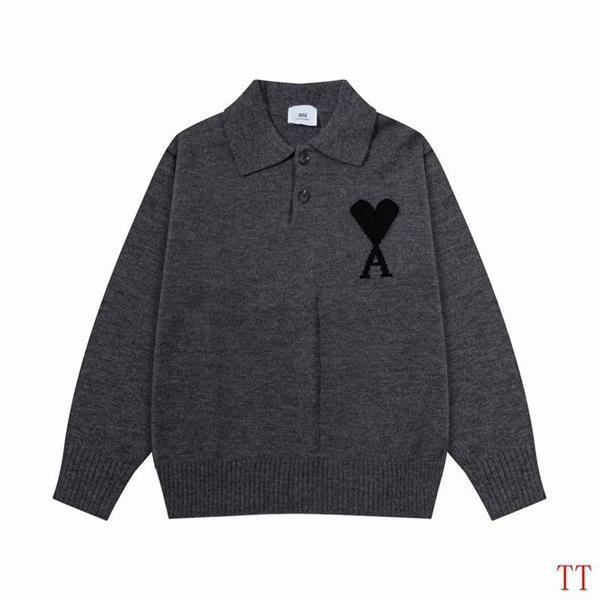 秋冬 保温 ベージュ系 大人カジュアル AMI PARIS アミ パリス コピー ポロ ニット