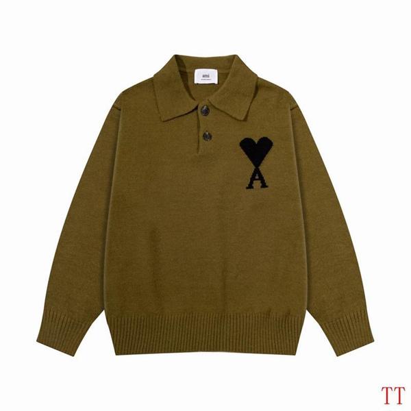 秋冬 保温 ベージュ系 大人カジュアル AMI PARIS アミ パリス コピー ポロ ニット