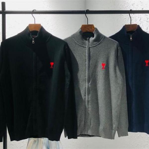 AMI PARIS アミ パリス コピー 2025秋冬 すっきりシルエット 注目 ジップ ニット 