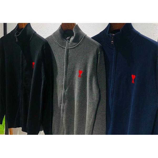 AMI PARIS アミ パリス コピー 2025秋冬 すっきりシルエット 注目 ジップ ニット 