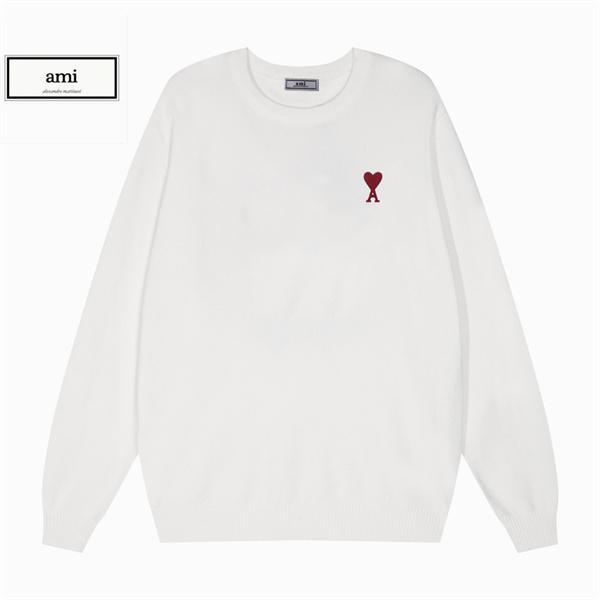 秋冬 中厚 ニット ホワイト 刺繍 ミニマル 安心 セーター AMI PARIS アミ パリス コピー