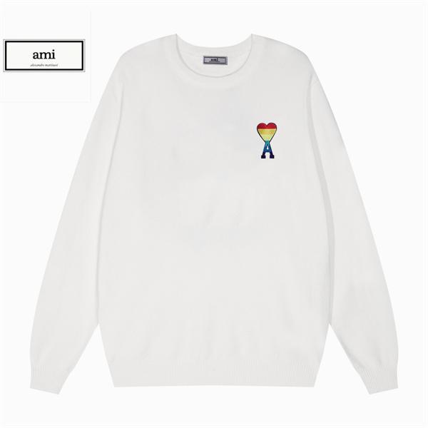 2025秋冬 滑らか素材 ホワイト ポイント 注目 AMI PARIS アミ パリス コピー ニット