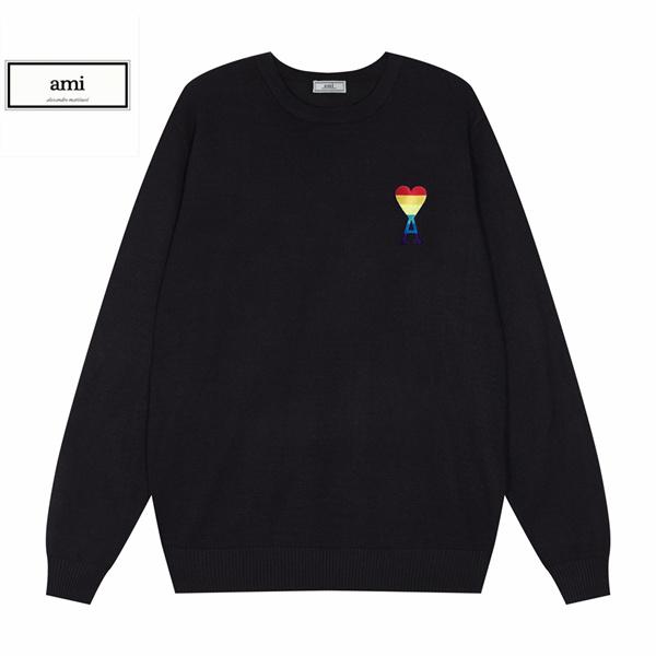 2025秋冬 滑らか素材 ホワイト ポイント 注目 AMI PARIS アミ パリス コピー ニット