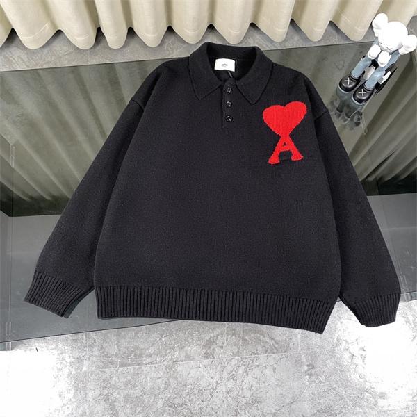 ホワイト 存在感 ゆったり トレンド 注目 ポロ AMI PARIS アミ パリス コピー ニット