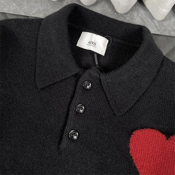 ホワイト 存在感 ゆったり トレンド 注目 ポロ AMI PARIS アミ パリス コピー ニット