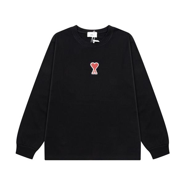 AMI PARIS アミ パリス コピー 2025秋冬コーデ 中厚素材 ブラック 刺繍 トレーナー