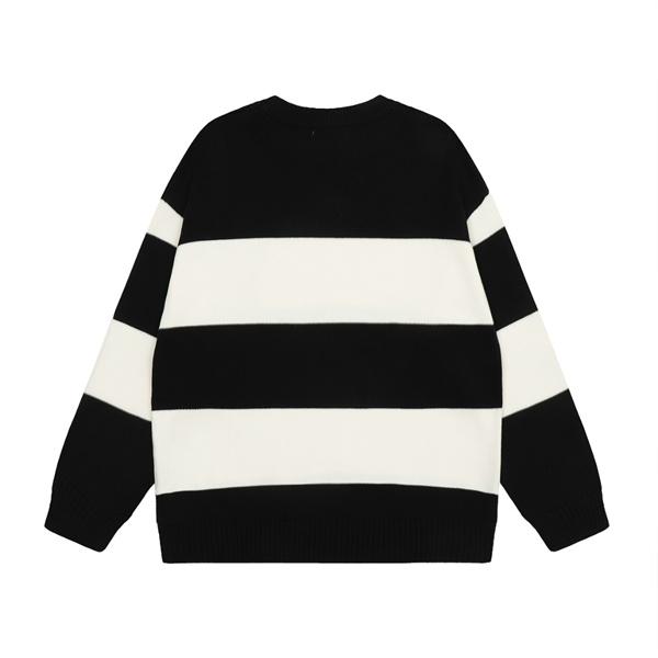  AMI PARIS アミ パリス コピー 2025秋冬 大人カジュアル グレー×ホワイト ニットセーター