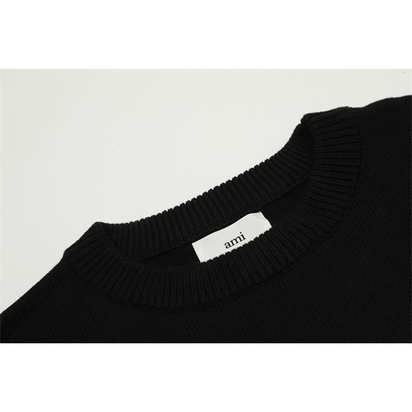  AMI PARIS アミ パリス コピー 2025秋冬 大人カジュアル グレー×ホワイト ニットセーター