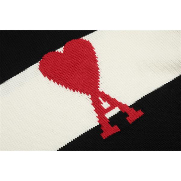  AMI PARIS アミ パリス コピー 2025秋冬 大人カジュアル グレー×ホワイト ニットセーター