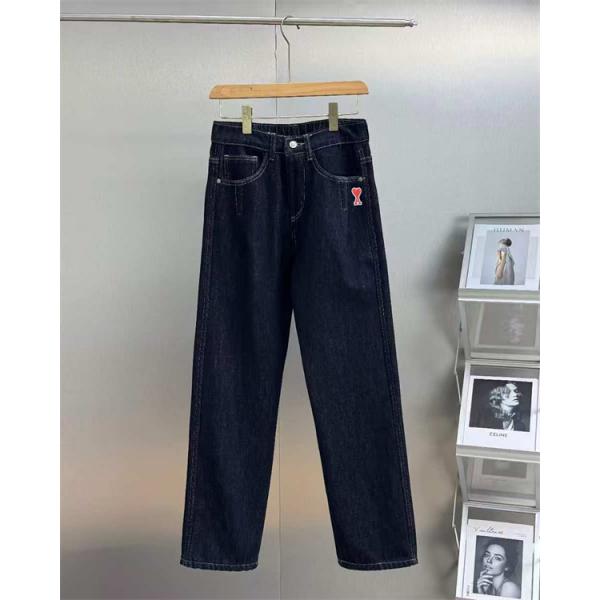  2025秋冬 大人ストリート ワンポイント  AMI PARIS アミ パリス 偽物 デニムパンツ ストレート