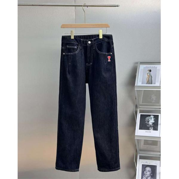  2025秋冬 大人ストリート ワンポイント  AMI PARIS アミ パリス 偽物 デニムパンツ ストレート