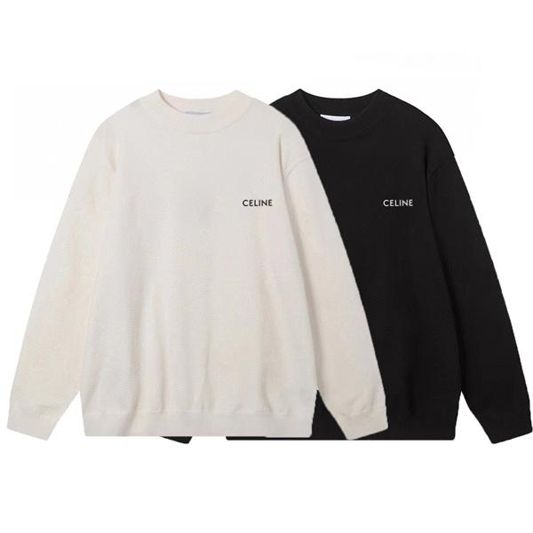 2025秋冬 セリーヌ コピー CELINE ミニロゴ セーター ホワイト×ブラック 上品