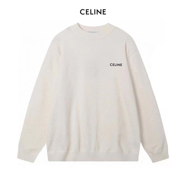 2025秋冬 セリーヌ コピー CELINE ミニロゴ セーター ホワイト×ブラック 上品