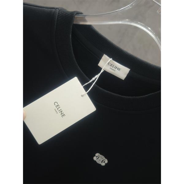 セリーヌ コピー 2025秋冬 CELINE 刺繍 トレーナー ホワイト・ブラック シンプル  ユニセックス
