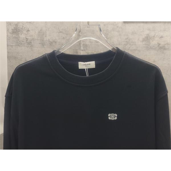 セリーヌ コピー 2025秋冬 CELINE 刺繍 トレーナー ホワイト・ブラック シンプル  ユニセックス