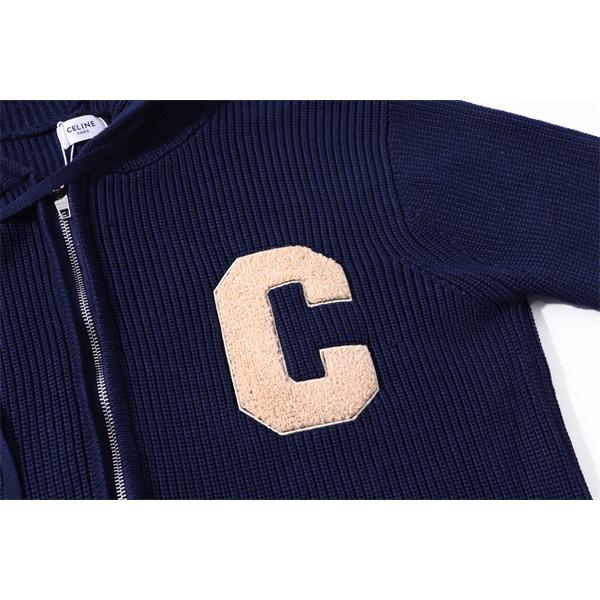 セリーヌ コピー 2025秋冬 CELINE ネイビー フーディー 保温 快適 着心地