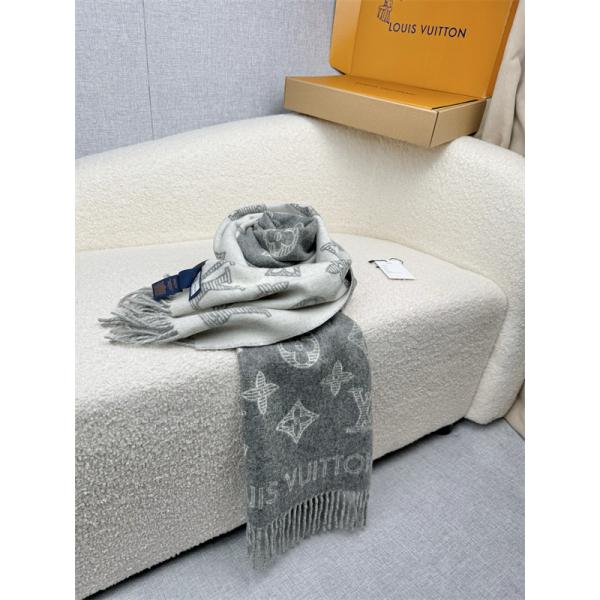上品モノグラム LOUIS VUITTON ルイヴィトン コピー 大判ストール グレー配色 防寒対策  