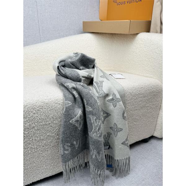 上品モノグラム LOUIS VUITTON ルイヴィトン コピー 大判ストール グレー配色 防寒対策  