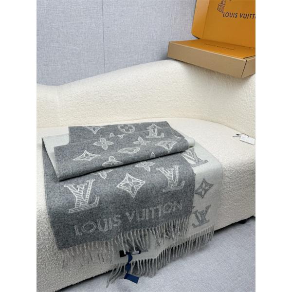 上品モノグラム LOUIS VUITTON ルイヴィトン コピー 大判ストール グレー配色 防寒対策  