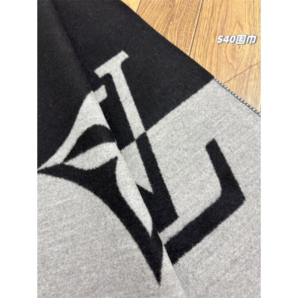 シンプルロゴ LOUIS VUITTON ルイヴィトン コピー マフラー ブラック グレー配色  定番アイテム