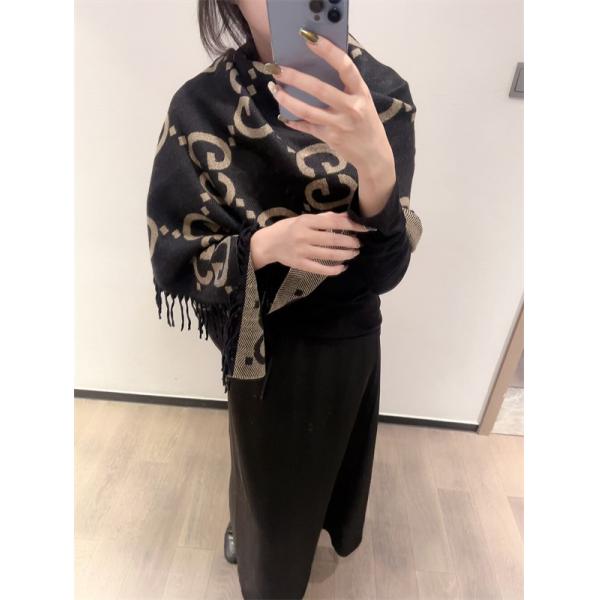 人気総柄 GUCCI グッチ コピー ストール ブラック系 大人モード ユニセックス